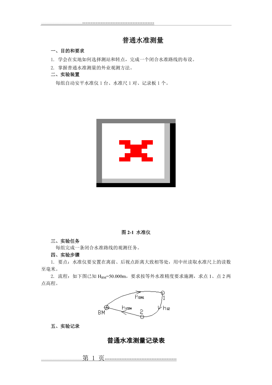 普通水准测量记录表 2(2页).doc_第1页