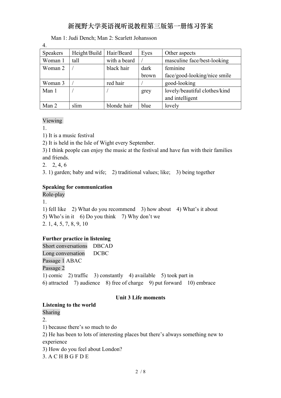 新视野大学英语视听说教程第三版第一册练习复习资料.doc_第2页