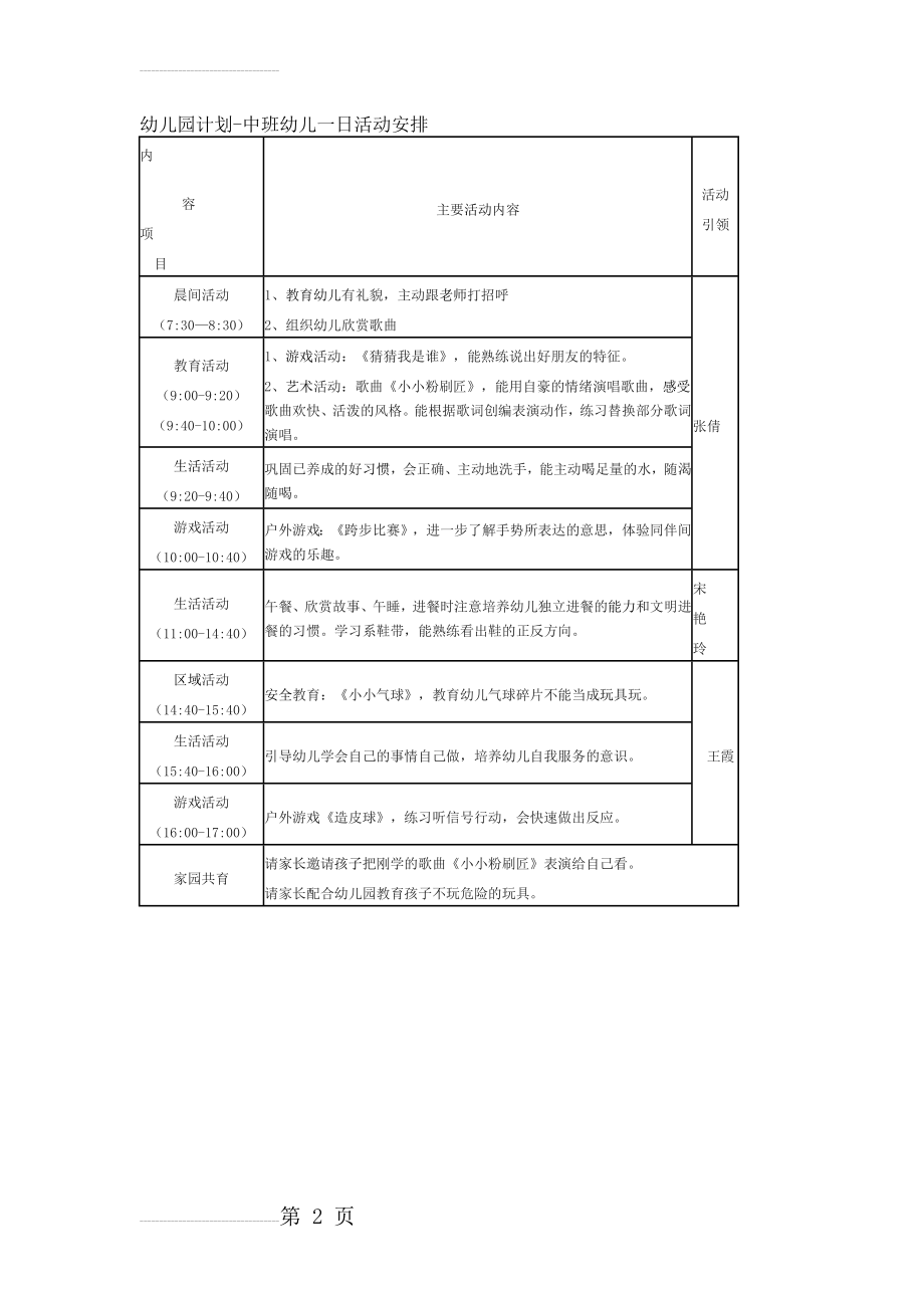 幼儿园计划-中班幼儿一日活动安排(2页).doc_第2页