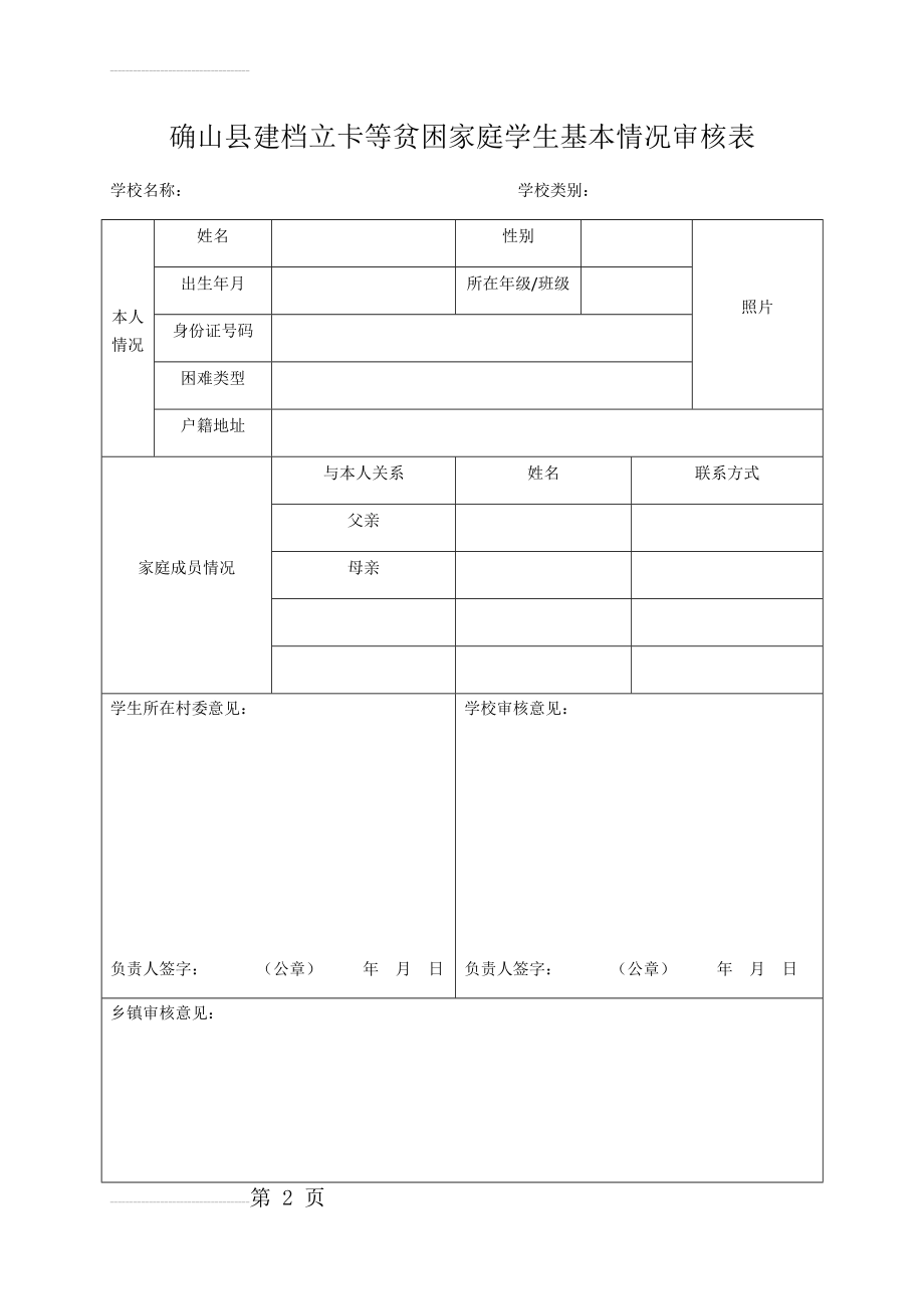 建档立卡等贫困家庭学生基本情况审核表(3页).doc_第2页