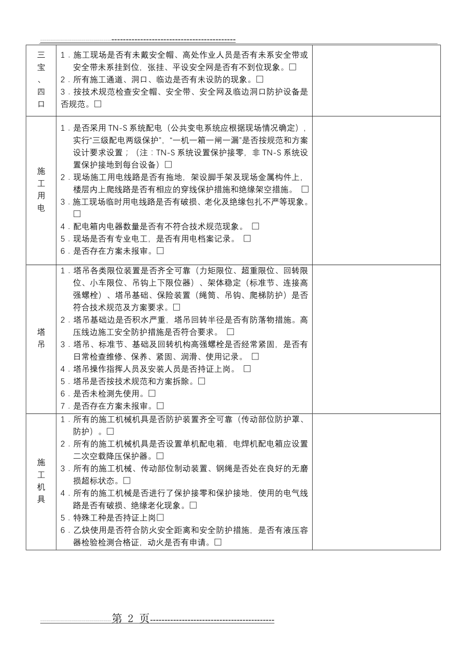 施工现场每周安全检查记录(3页).doc_第2页