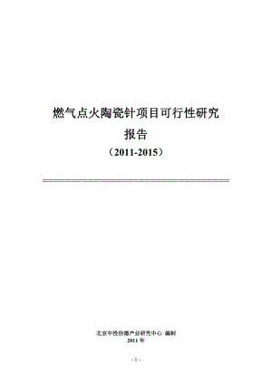 2011年中国燃气点火陶瓷针项目可行性报告.doc