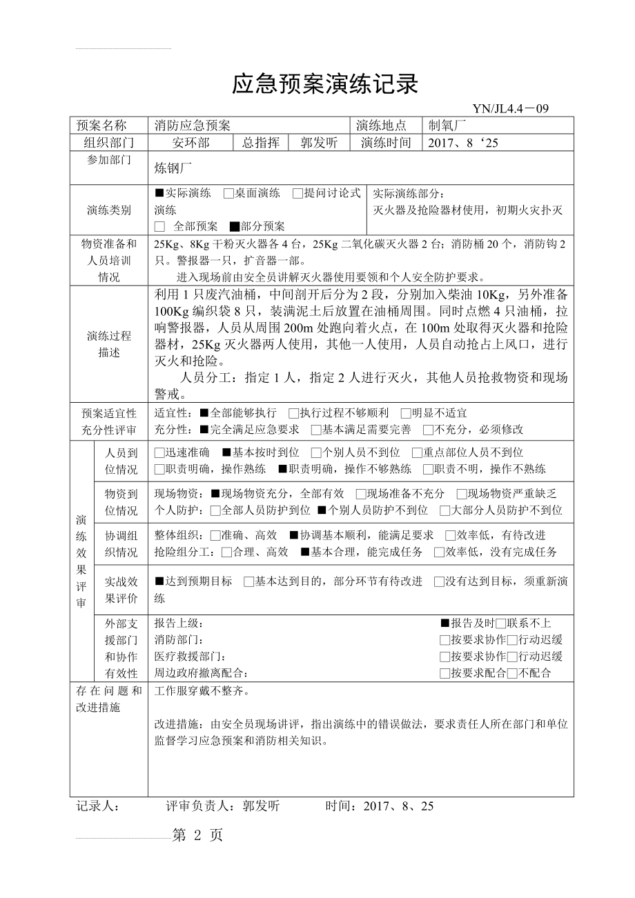 应急预案演练记录表 (1)(4页).doc_第2页