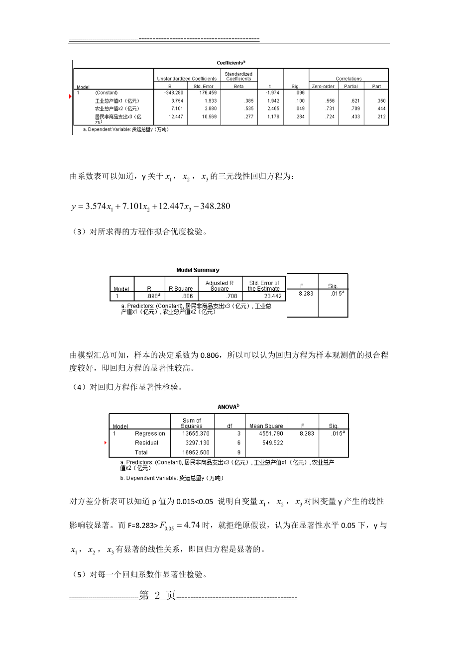 应用回归分析课后习题第3章11题(5页).doc_第2页