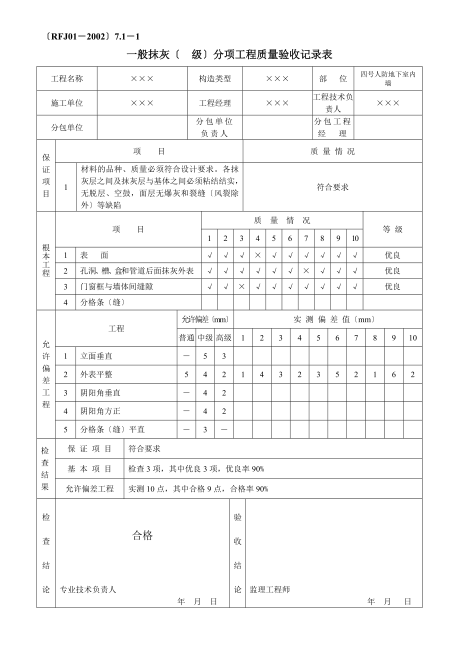 一、分项工程质量验收记录表--4、建筑装修工程.doc_第1页