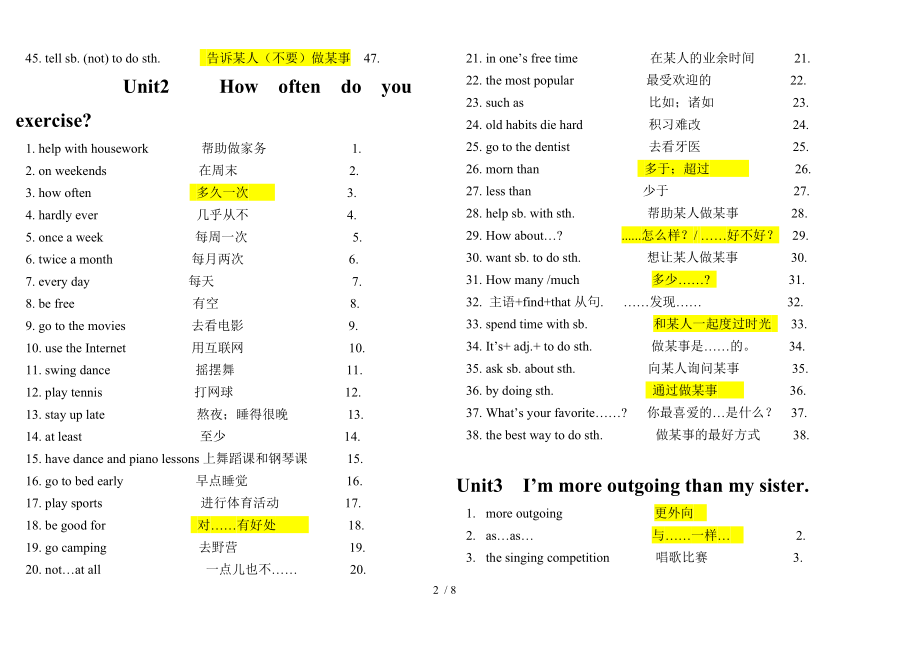 八年级英语上各单元重点词组.doc_第2页