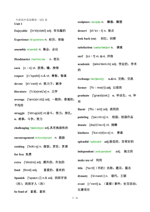 牛津版高中英语模块一词汇表带音标.doc