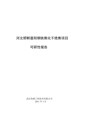 普阳钢铁焦化干熄焦项目可研性报告交流.docx