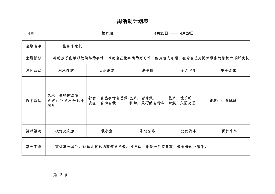 小班下学期第九周周计划表(2页).doc_第2页