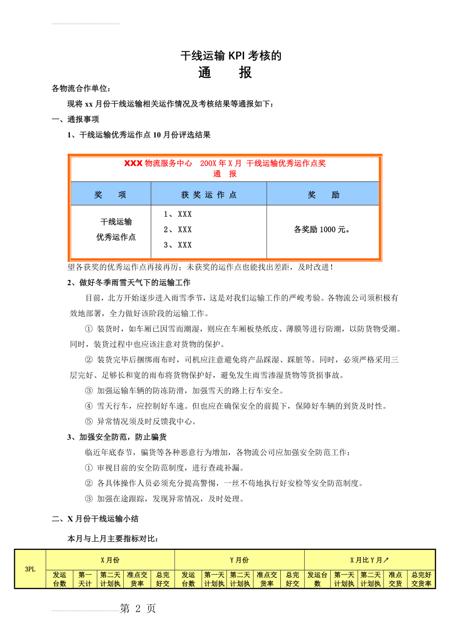 干线运输KPI考核表(4页).doc_第2页