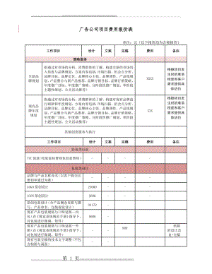 广告公司项目报价表(2页).doc