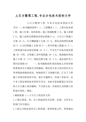 土石方整理工程,专业分包技术投标文件.docx