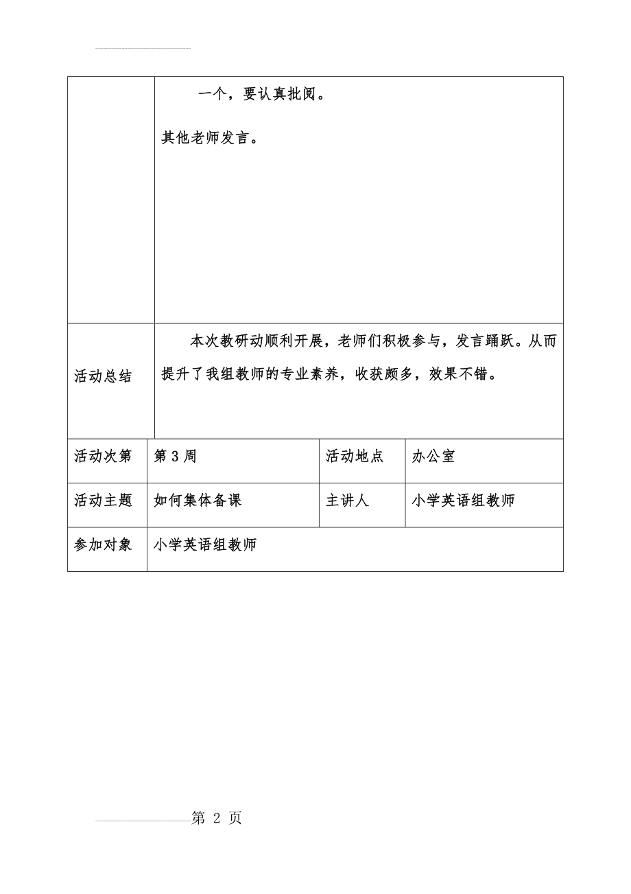 小学英语组教研活动记录(9页).doc_第2页