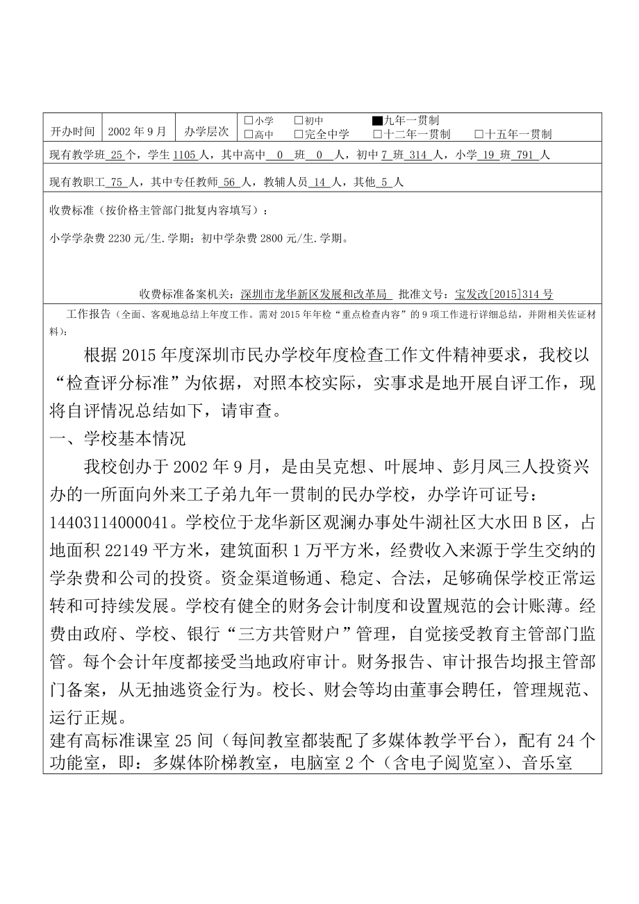 2015年度深圳市民办学校年度检查报告表(爱孚实验学校).doc_第2页