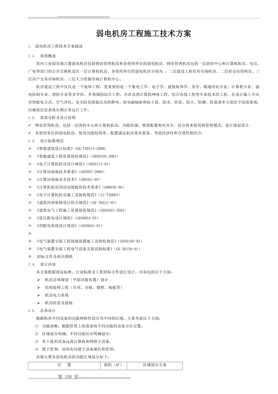 弱电机房工程施工技术方案(14页).doc_第1页