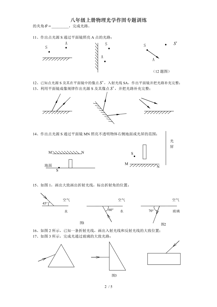 八年级上册物理光学作图专题训练.doc_第2页