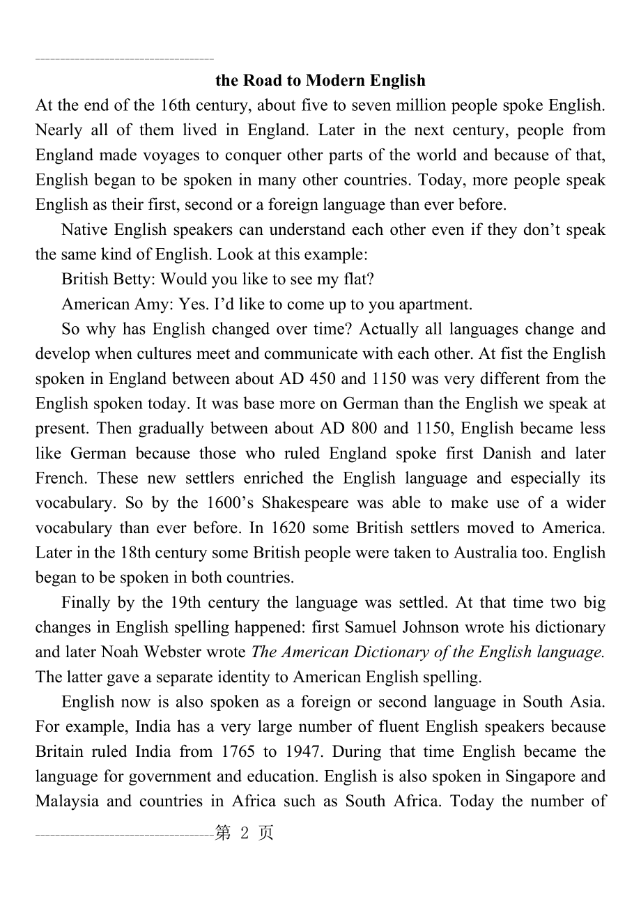 unit 2 English around the world课文及翻译(5页).doc_第2页