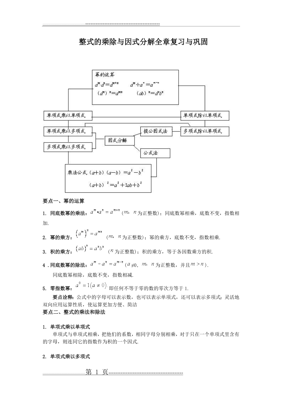 整式的乘除与因式分解全章复习与巩固(11页).doc_第1页