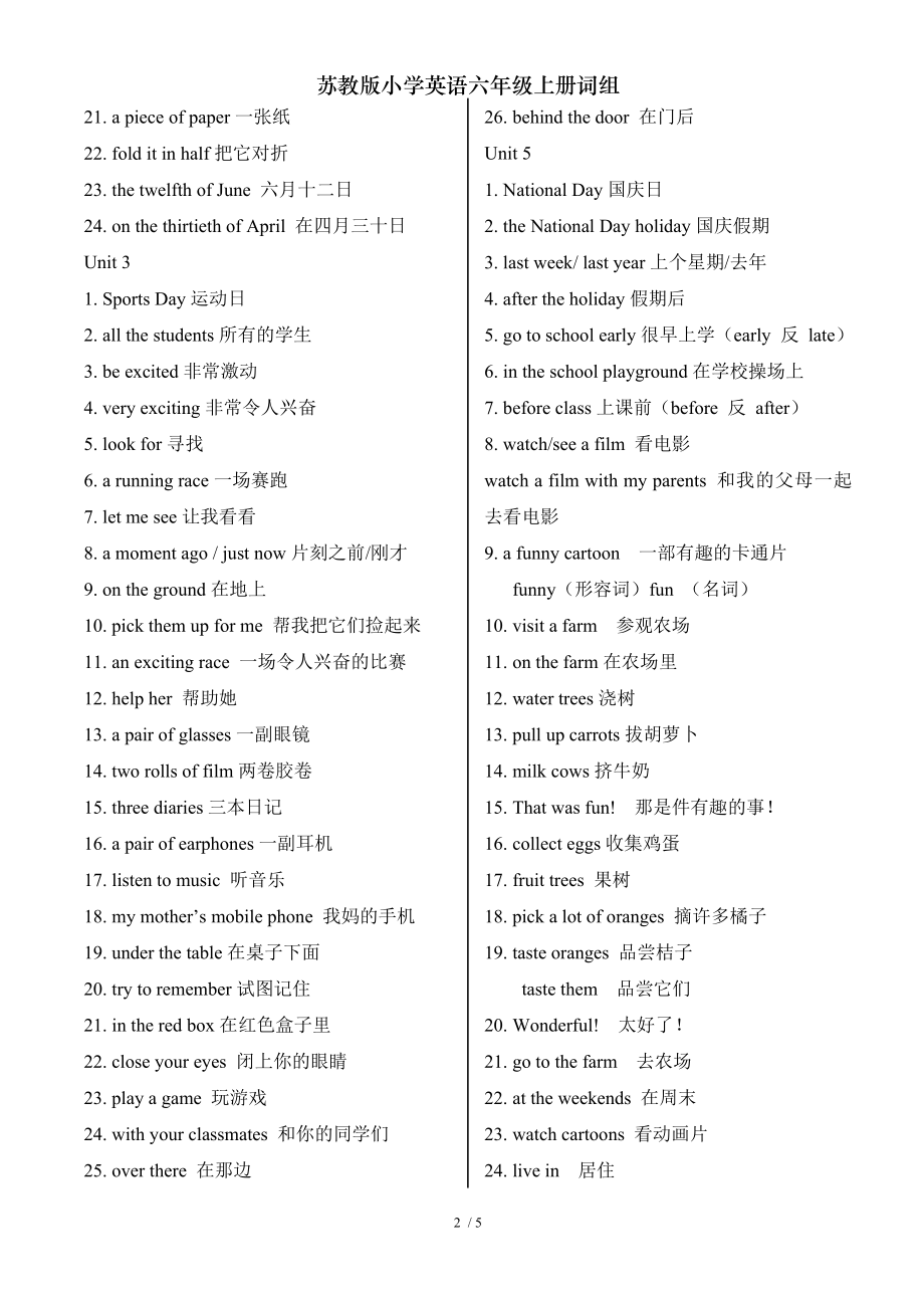 苏教版小学英语六年级上册词组2.doc_第2页