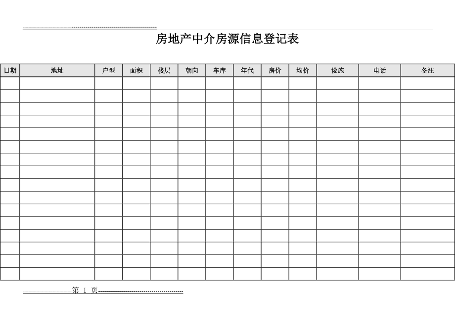 房地产中介房源信息登记表(2页).doc_第1页