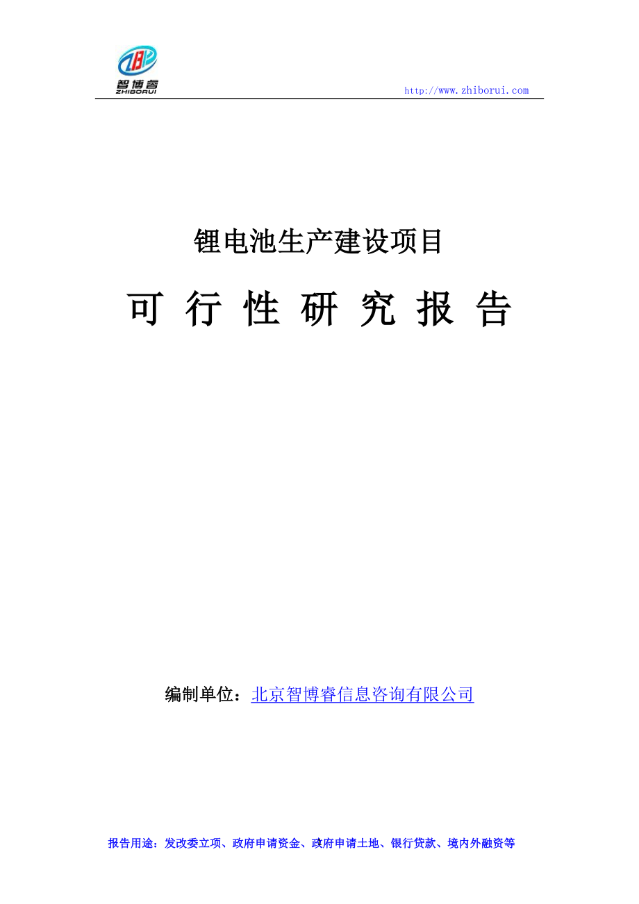 锂电池生产建设项目可行性研究报告.doc_第1页