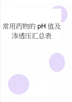 常用药物的pH值及渗透压汇总表(4页).doc