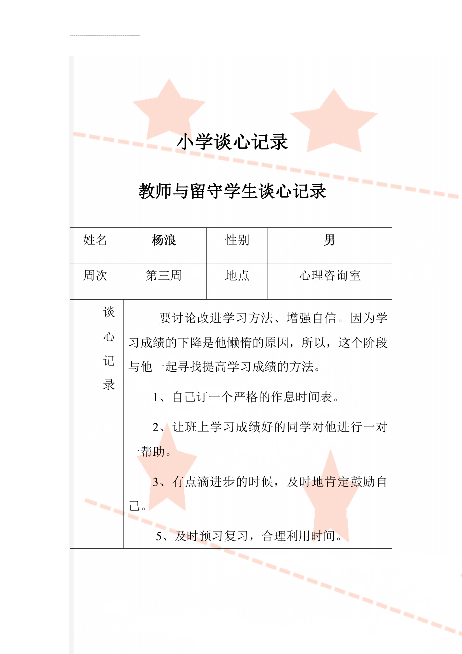 小学谈心记录(19页).doc_第1页