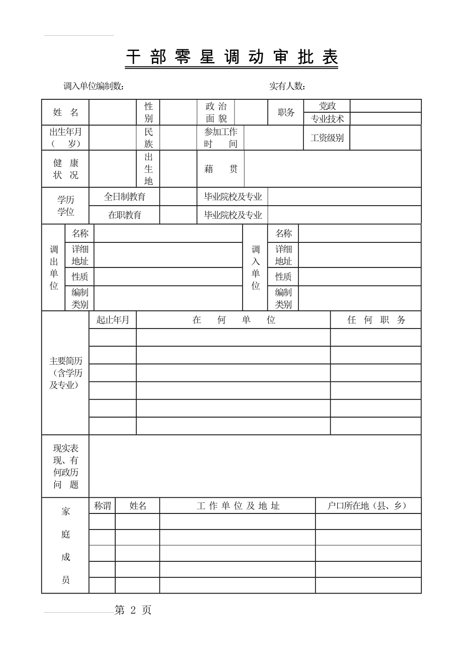 干部零星调动审批表(新)(4页).doc_第2页