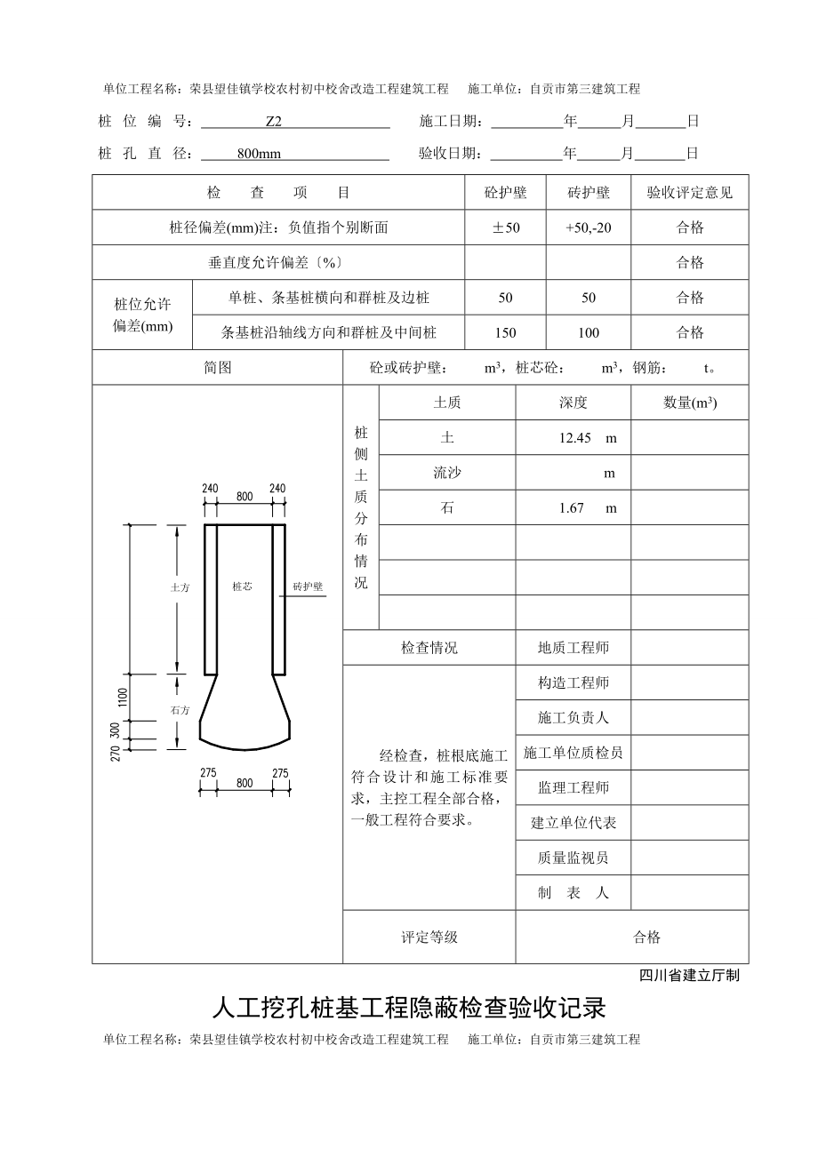 人工挖孔桩基工程隐蔽检查验收记录1.doc_第2页