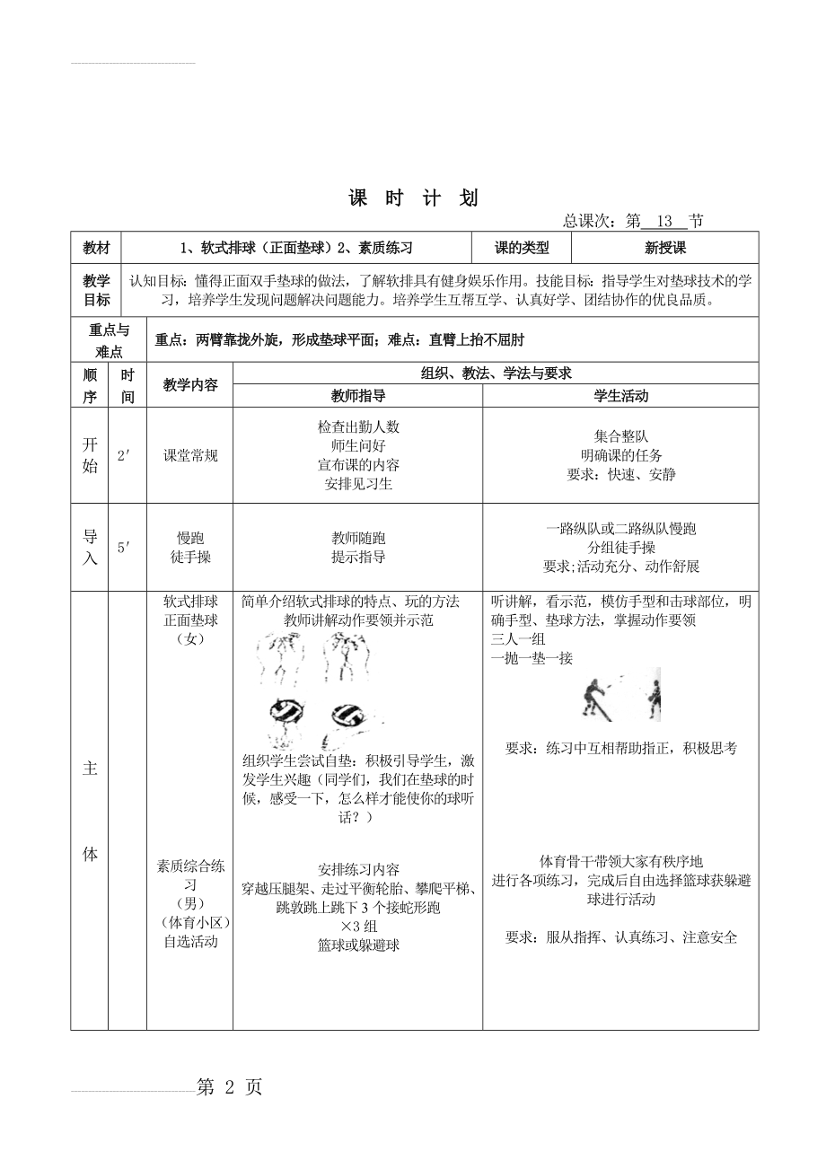 排球单元教学计划(9页).doc_第2页