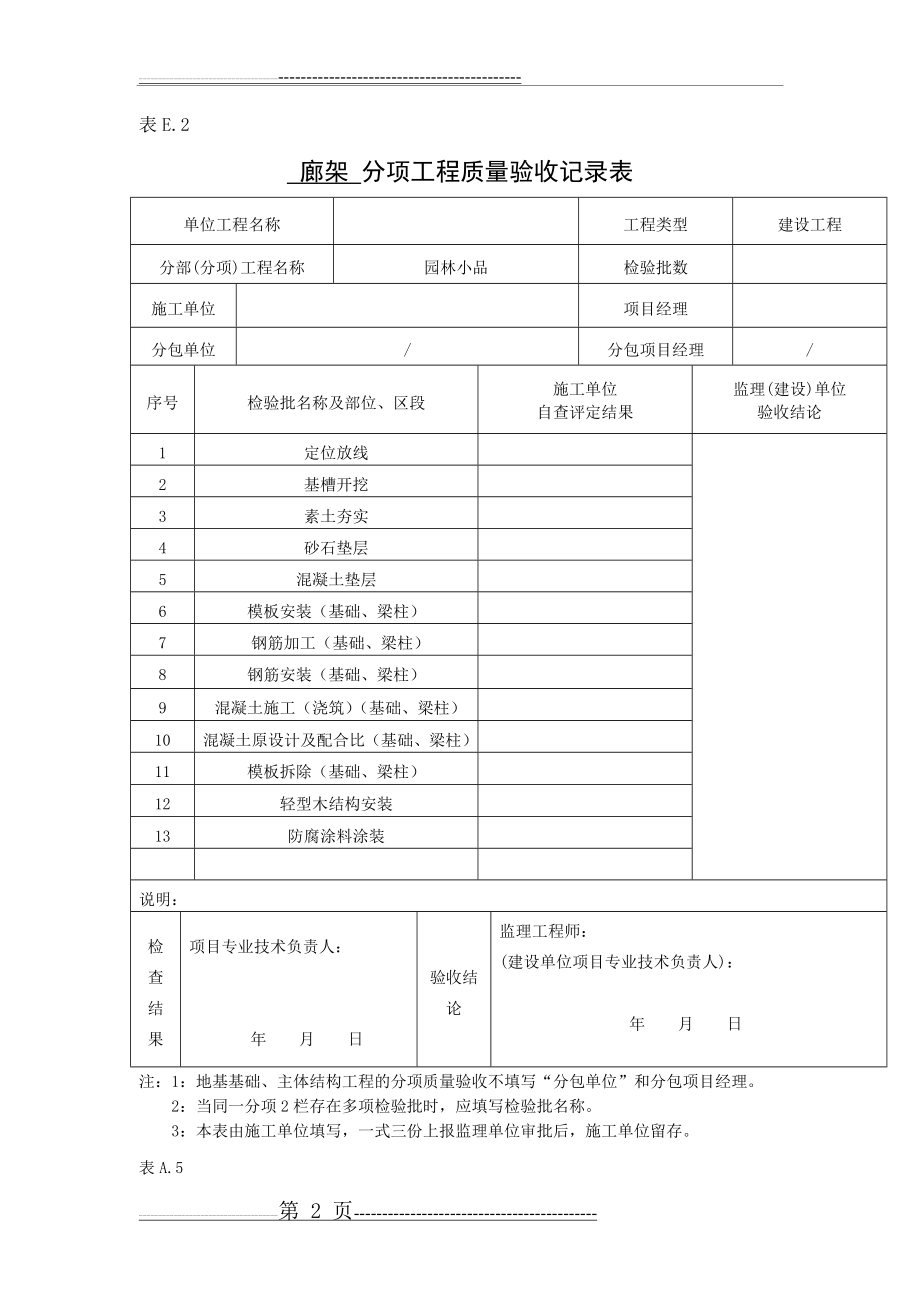 廊架检验批报验及验收记录表(43页).doc_第2页