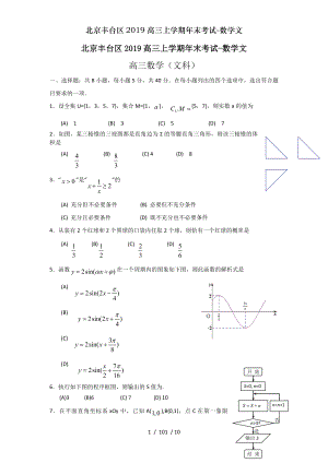 北京丰台区2019高三上学期年末考试数学文.doc