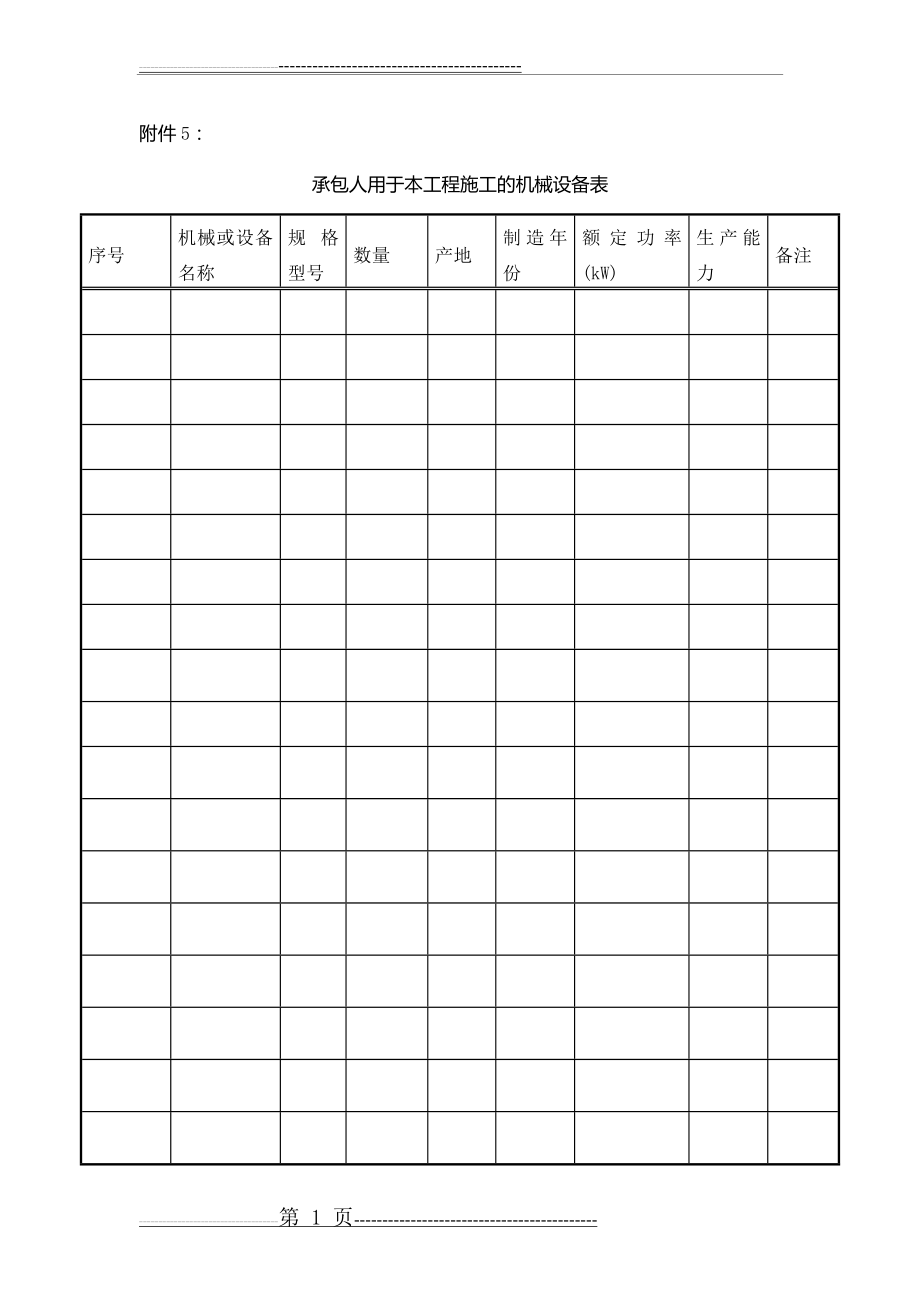 承包人用于本工程施工的机械设备表(1页).doc_第1页