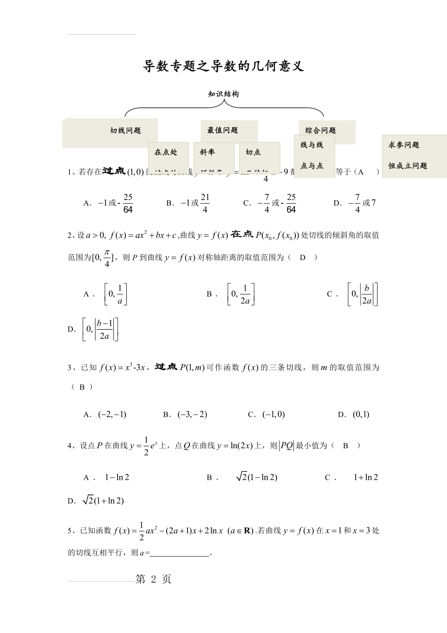 导数专题之导数的几何意义答案(6页).doc_第2页