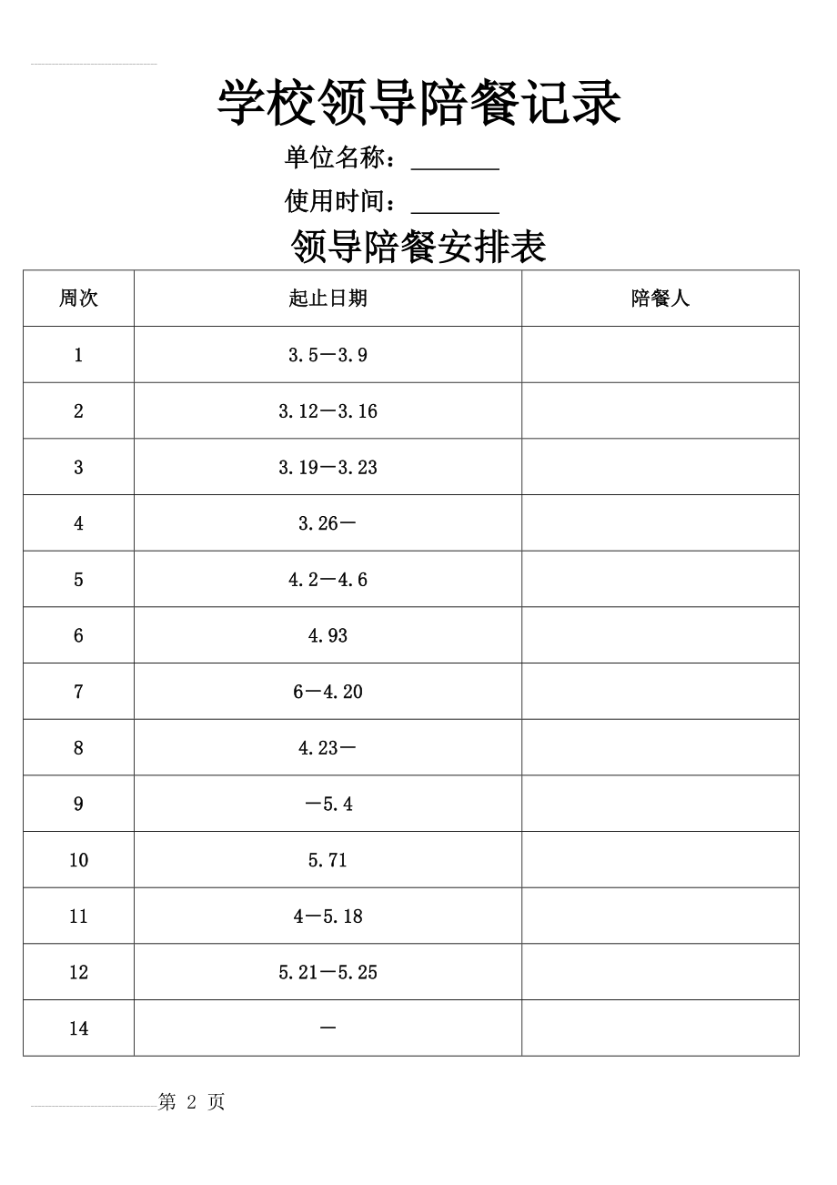 学校校领导陪餐记录表(4页).doc_第2页