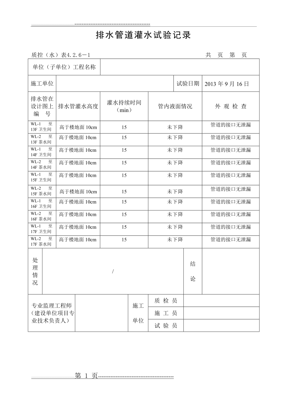 排水管灌水试验(1页).doc_第1页