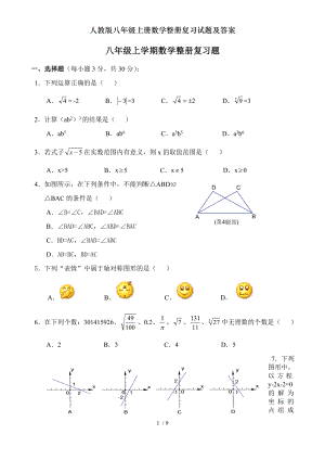 人教版八年级上册数学整册复习试题及复习资料.doc