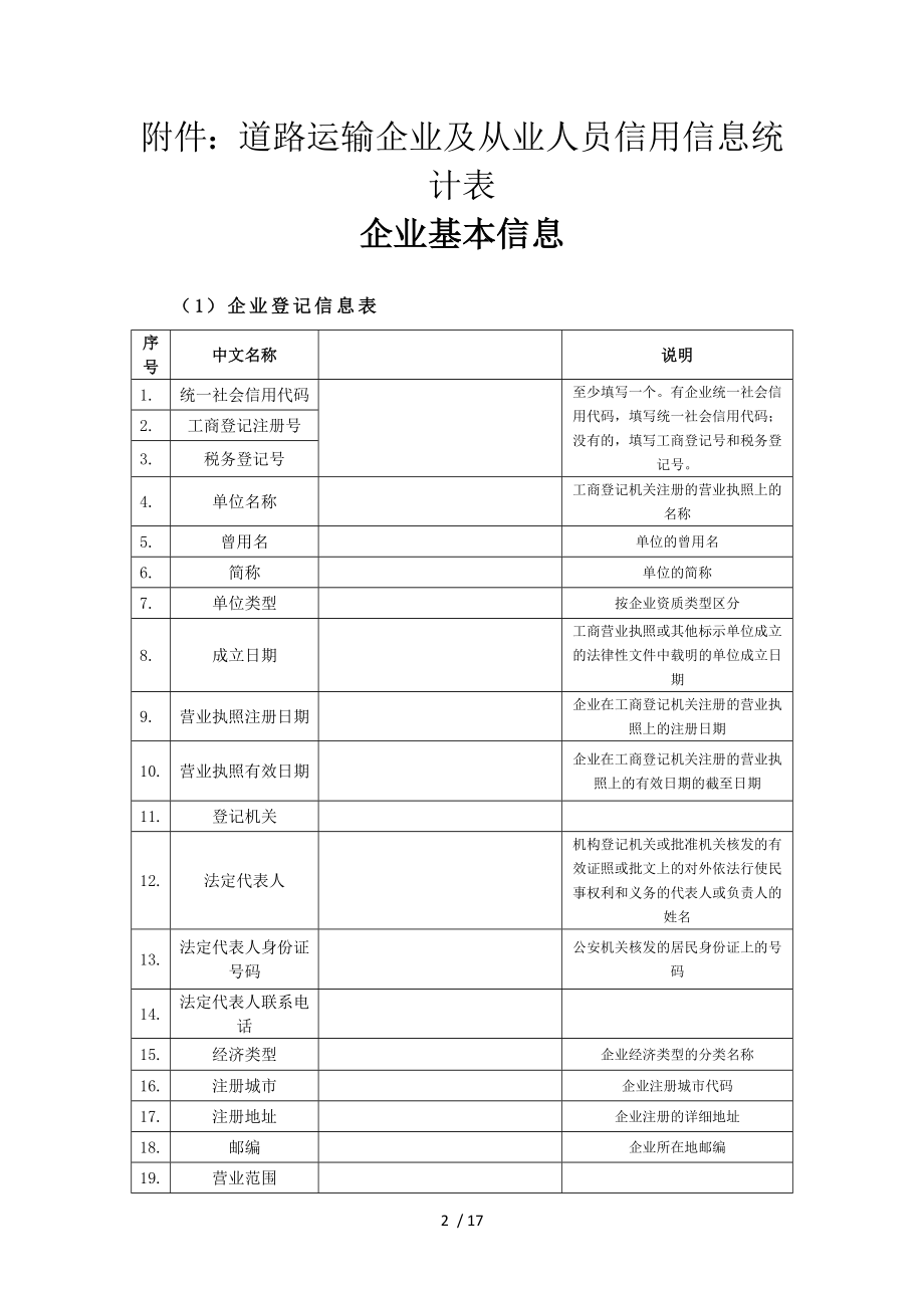 道路运输企业及从业人员信用信息统计表.doc_第2页