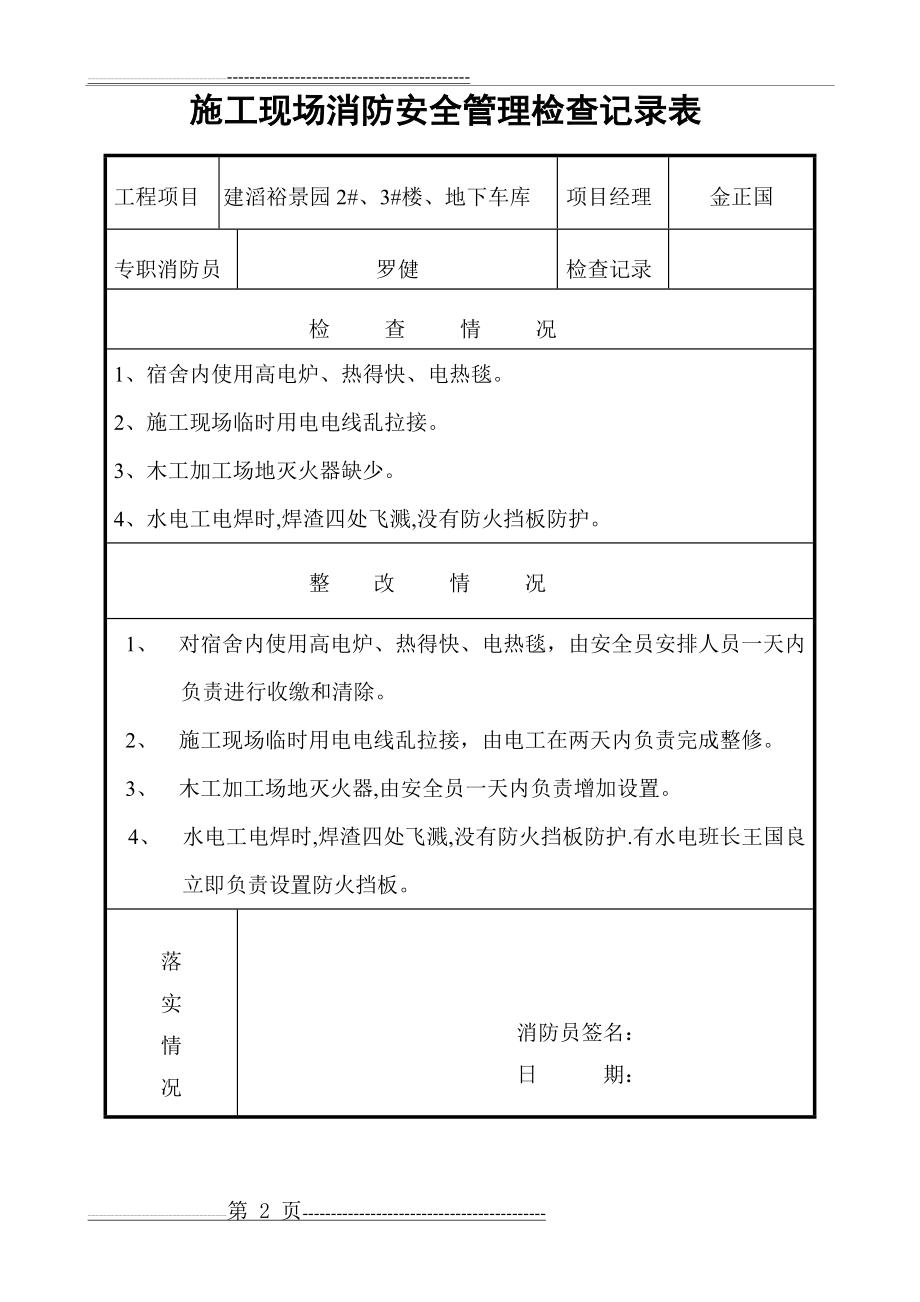 施工现场消防安全管理检查记录表(22页).doc_第2页