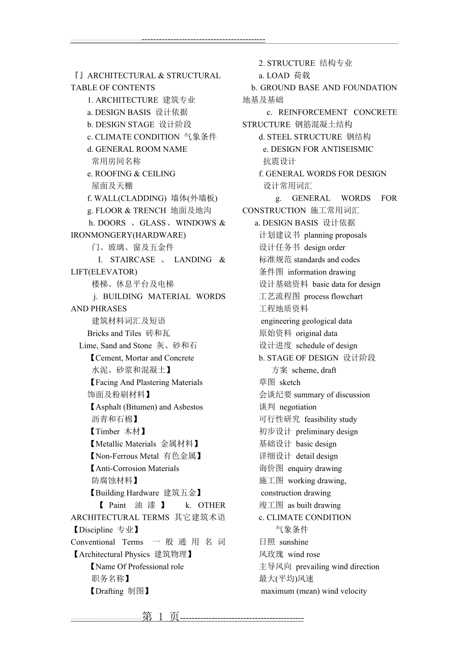 建筑专业术语翻译(20页).doc_第1页