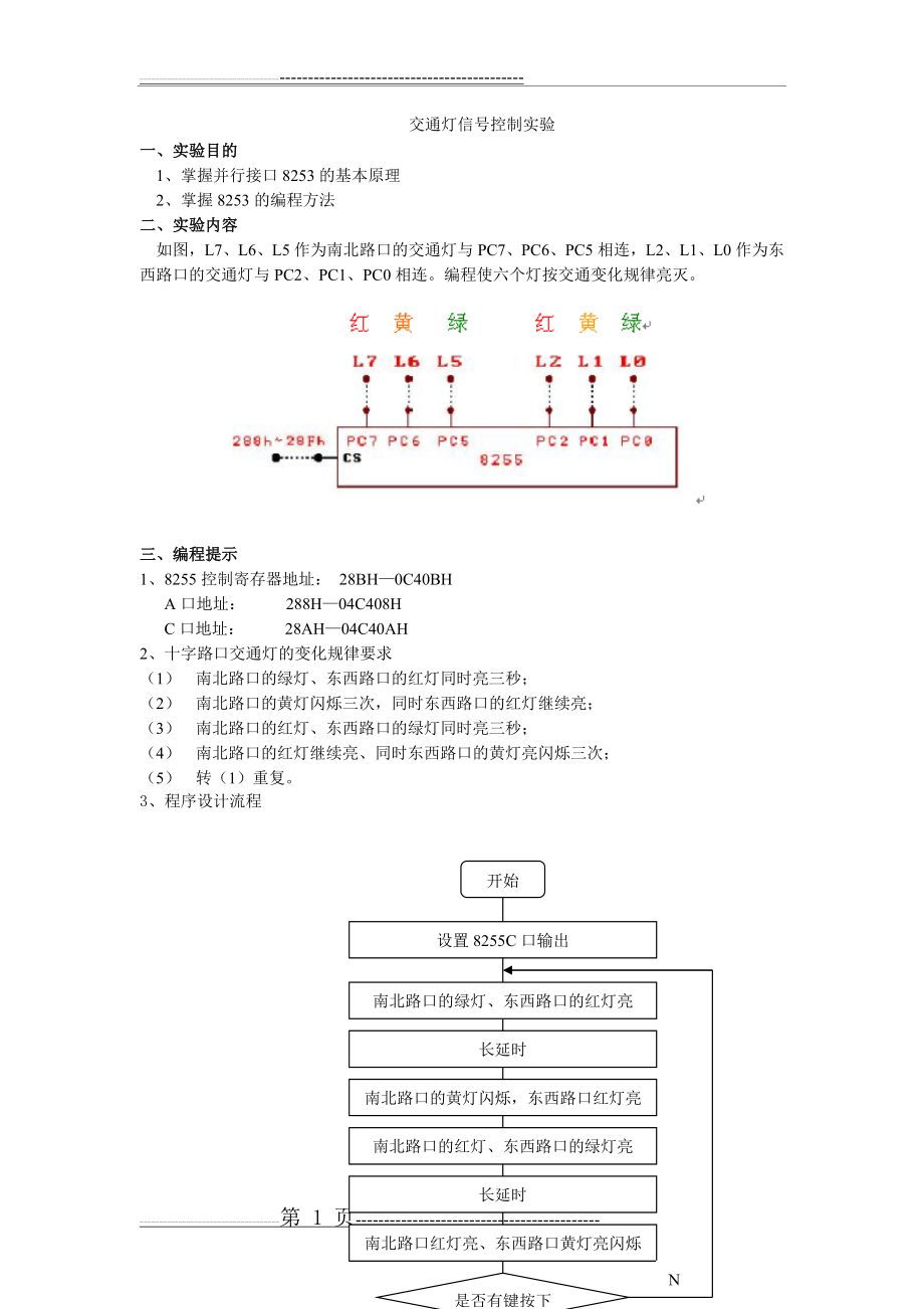 微机原理交通灯控制实验及其详细(5页).doc_第1页