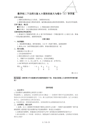 数学初二下北师大版49图形的放大与缩小1导学案.doc