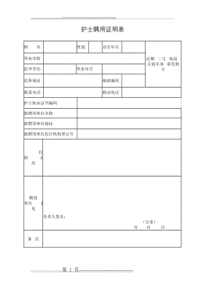 护士聘用证明表(1页).doc