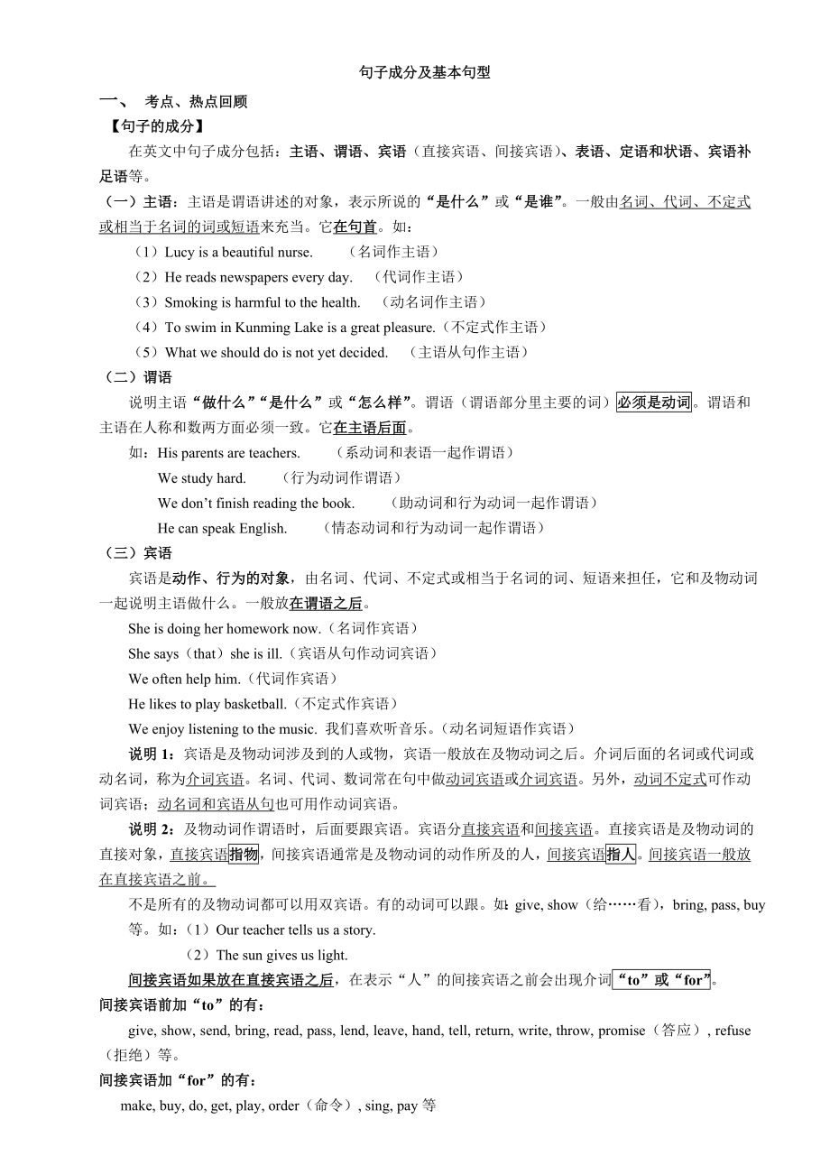 初中英语句子成分讲解练习及答案.doc_第1页