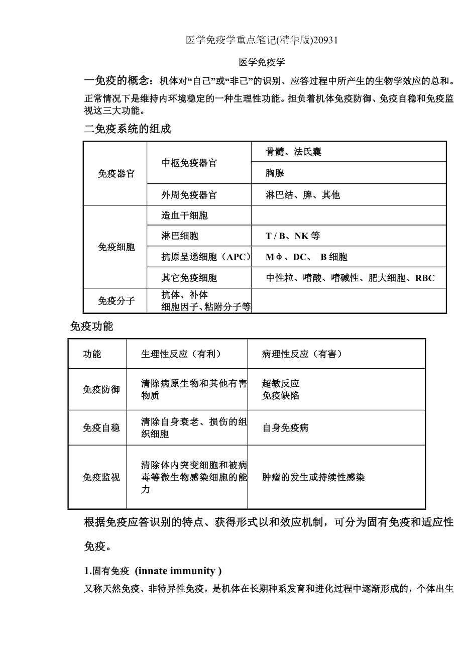 医学免疫学重点笔记精华版20931.doc_第1页