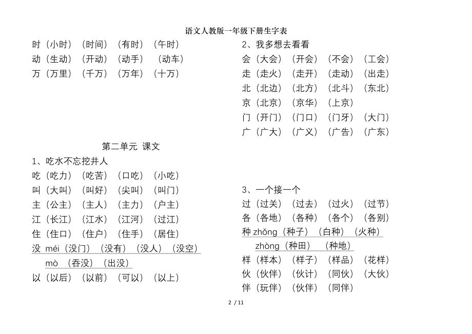 语文人教版一年级下册生字表.doc_第2页