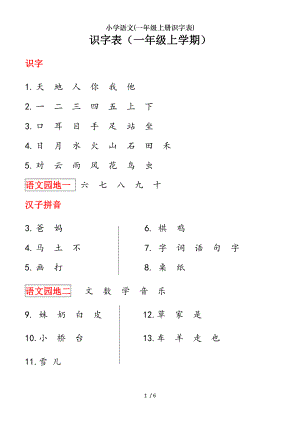 小学语文一年级上册识字表.doc