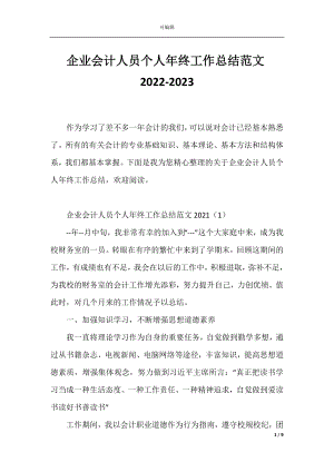 企业会计人员个人年终工作总结范文2022-2023.docx