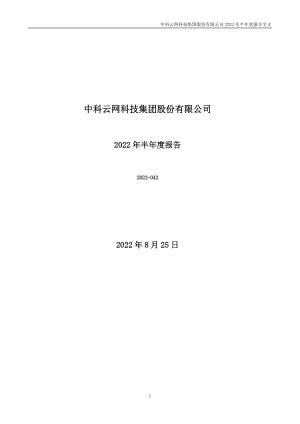 中科云网：2022年半年度报告.PDF