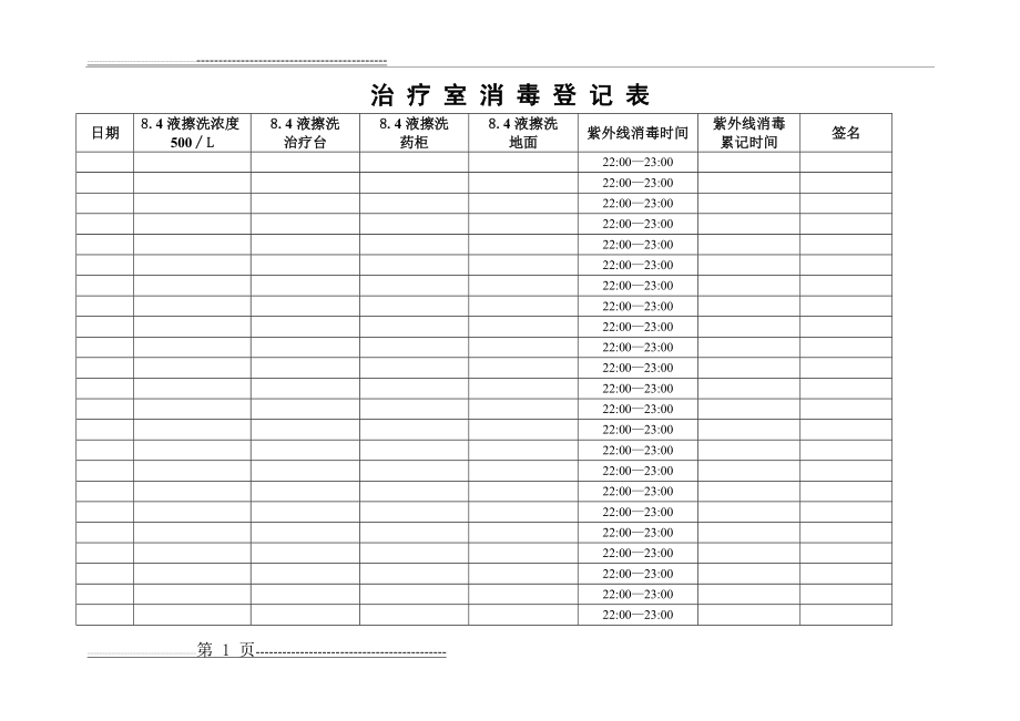 治疗室消毒登记表(2页).doc_第1页